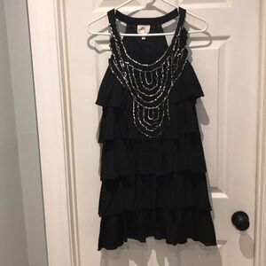 Milly silk ruffle sequin jeweled tiered dress